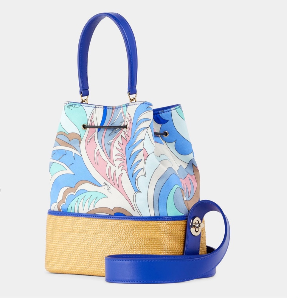Emilio Pucci Blue Acapulco Print Bonita Bucket Bag - Picture 8 of 13